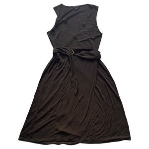 Banana Republic Mocha Brown Career Sleeveless Midi Wrap Dress with Belt Size L